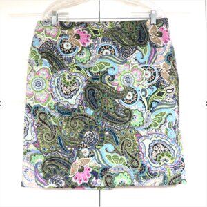 Talbots Cotton Canvas Paisley Pencil Skirt Size 14P
